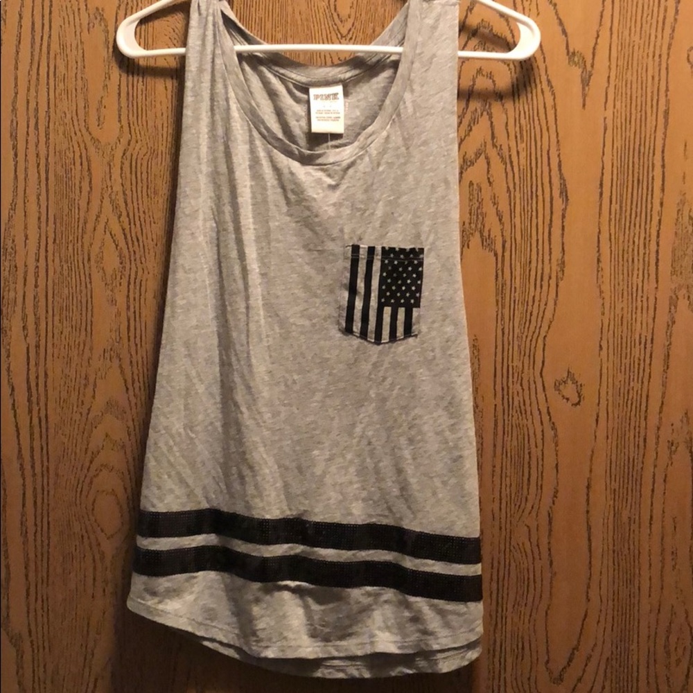 PINK: Heather Grey Muscle tank top